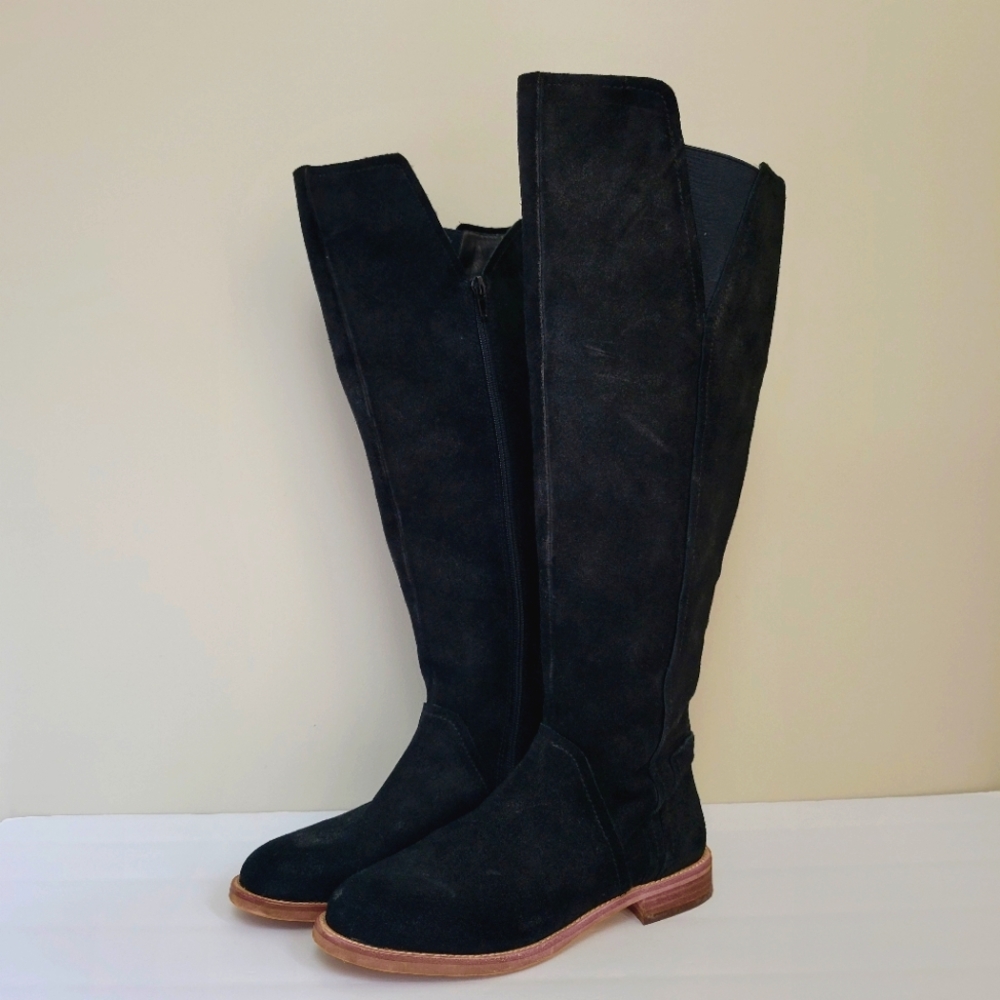 Corso Como Light Weight Over The Knee Riding Boots Black Suede Size 6